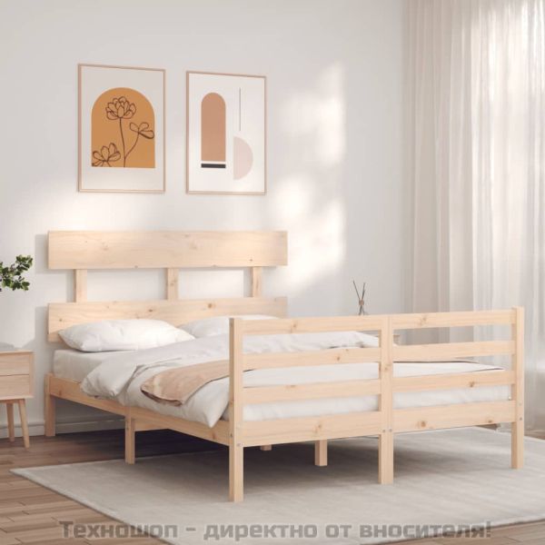 Рамка за легло с табла Small Double масивна дървесина