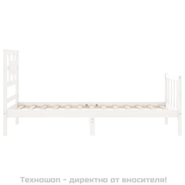 Рамка за легло с табла бяла Single масивна дървесина