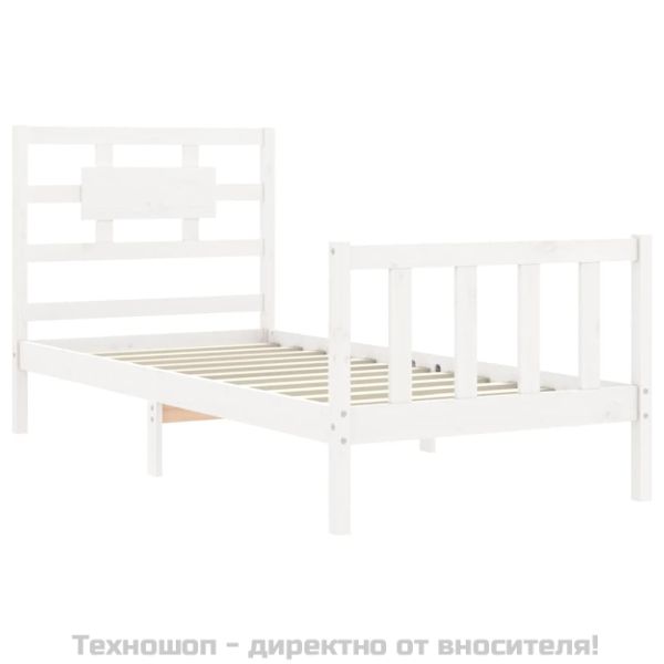 Рамка за легло без матрак, бял, 90x200 см, бор масив