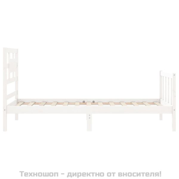 Рамка за легло без матрак, бял, 90x200 см, бор масив