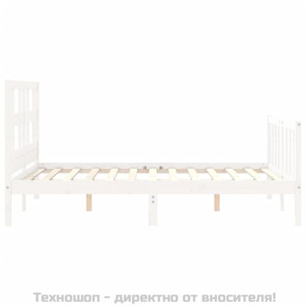Рамка за легло без матрак, бял, 140x190 см, бор масив