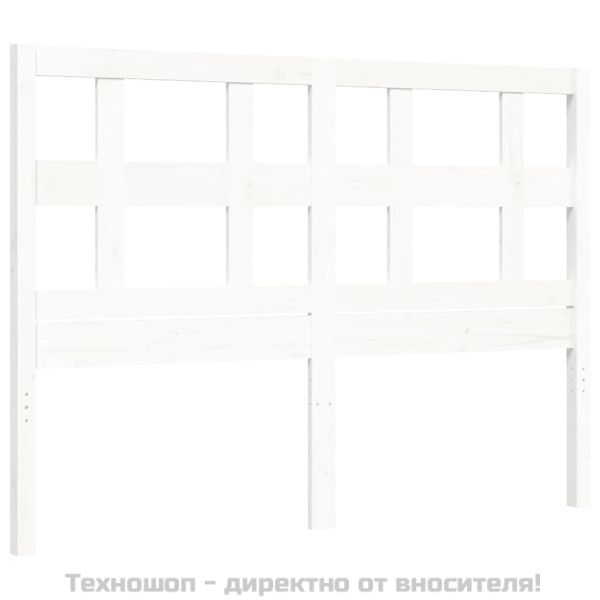 Рамка за легло без матрак, бял, 140x190 см, бор масив