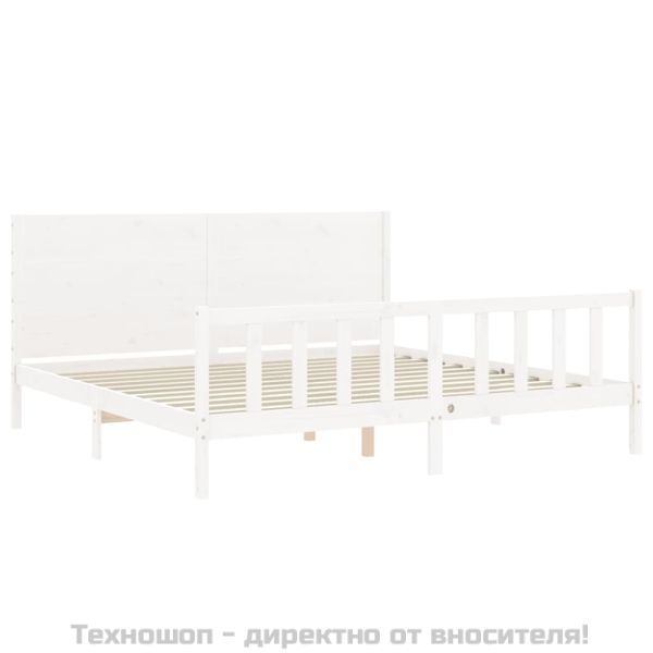 Рамка за легло без матрак, бял, 200x200 см, бор масив