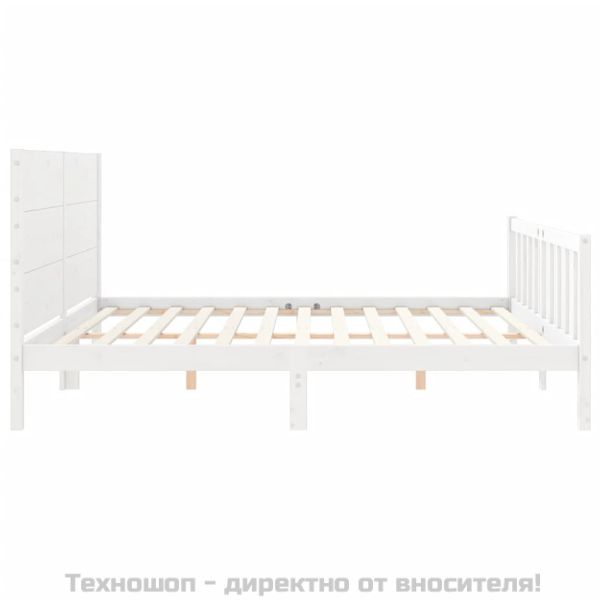 Рамка за легло без матрак, бял, 200x200 см, бор масив