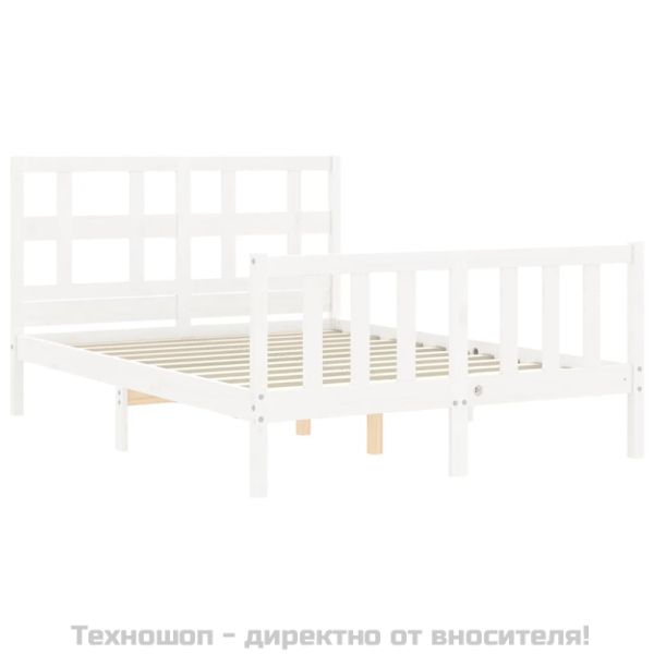Рамка за легло с табла бяла Small Double масивна дървесина