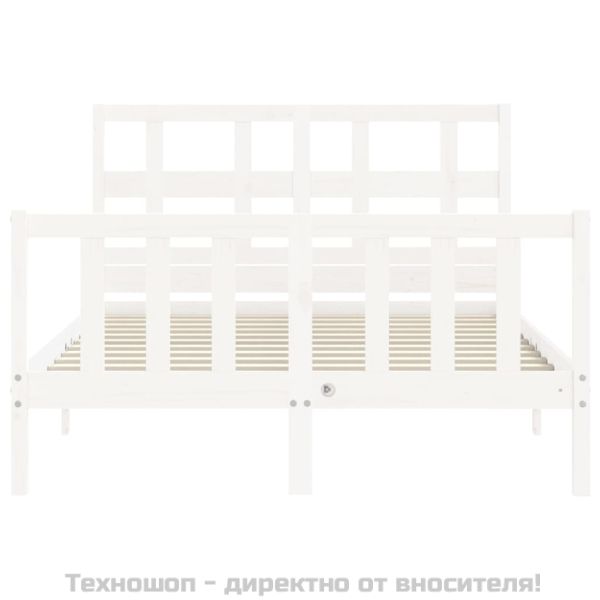 Рамка за легло с табла бяла Small Double масивна дървесина