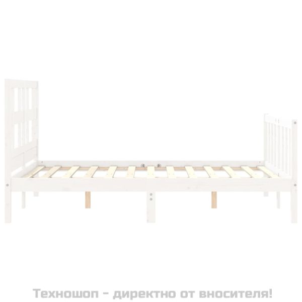 Рамка за легло с табла бяла Small Double масивна дървесина