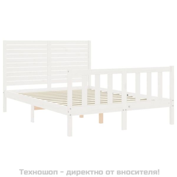 Рамка за легло с табла бяла Small Double масивна дървесина