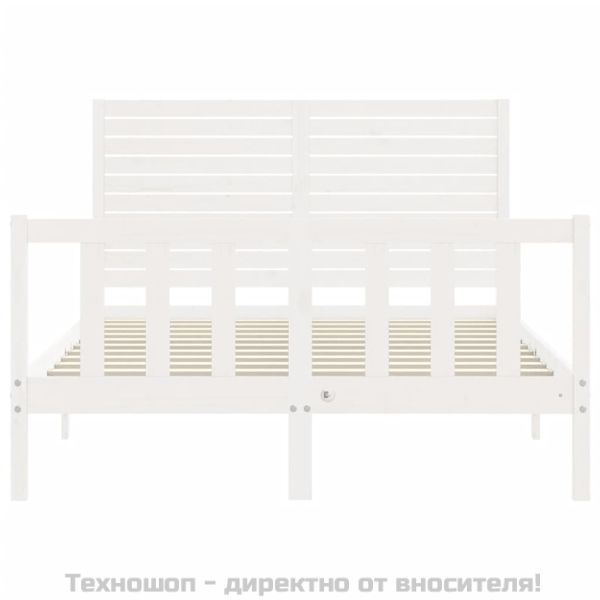 Рамка за легло с табла бяла Small Double масивна дървесина