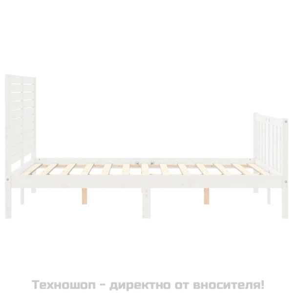Рамка за легло с табла бяла Small Double масивна дървесина