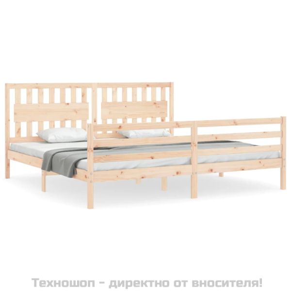 Рамка за легло с табла, 200x200 см, дърво масив