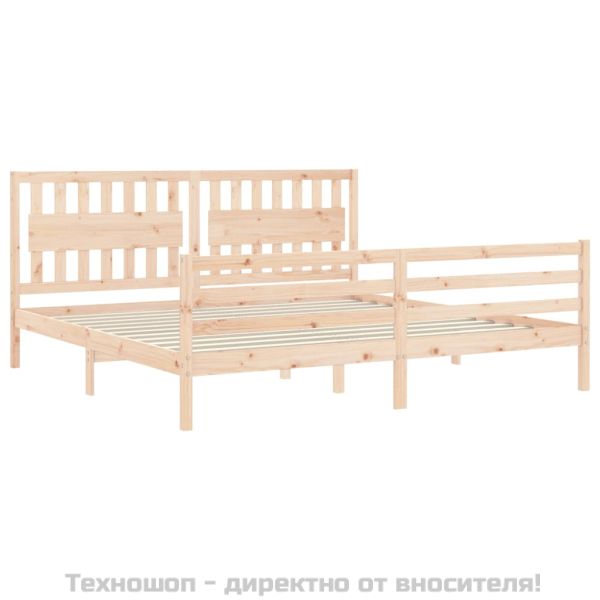 Рамка за легло с табла, 200x200 см, дърво масив