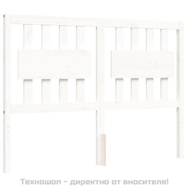 Рамка за легло с табла, бяла, 140х200 см, масивно дърво