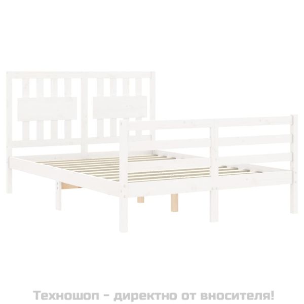 Рамка за легло с табла, бяла, 120х200 см, масивно дърво