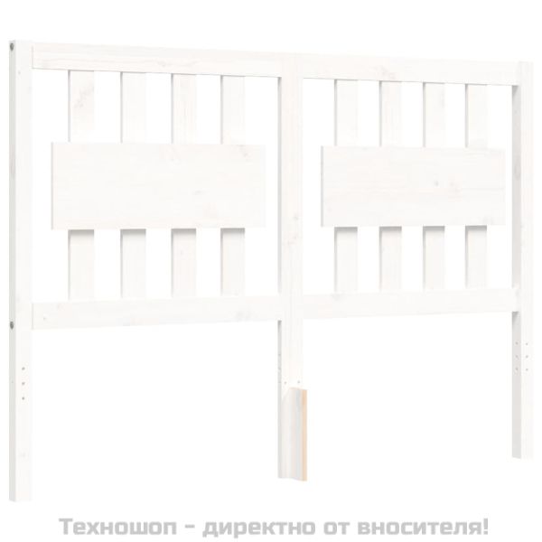 Рамка за легло с табла, бяла, 120х200 см, масивно дърво