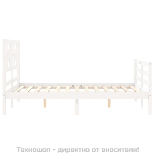 Рамка за легло с табла, бяла, 120х200 см, масивно дърво