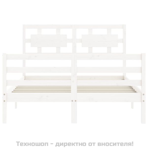 Рамка за легло с табла, бяла, 120х200 см, масивно дърво