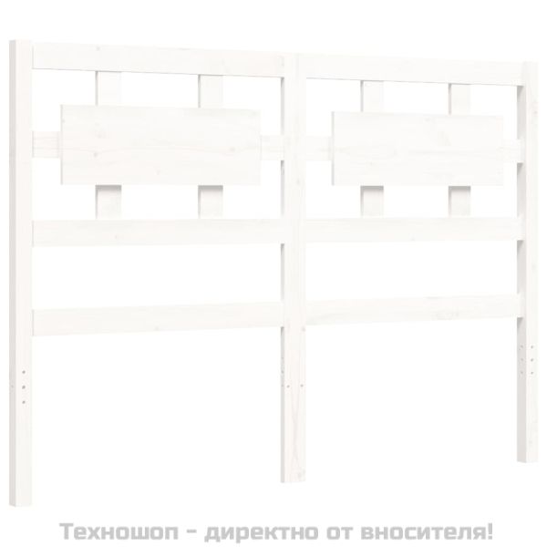 Рамка за легло с табла, бяла, 120х200 см, масивно дърво