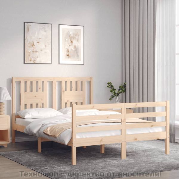 Рамка за легло с табла Small Double масивна дървесина