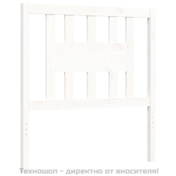 Рамка за легло с табла, бяла, 90x200 см, масивно дърво