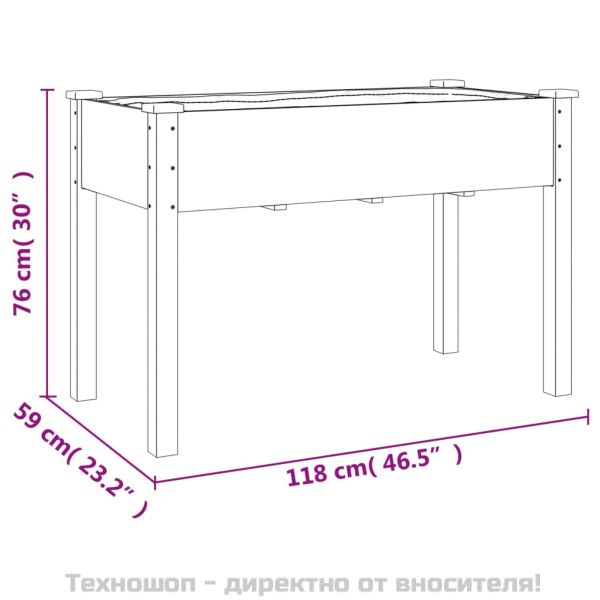 Саксия с вложка, кафява, 118x59x76 см масивна ела