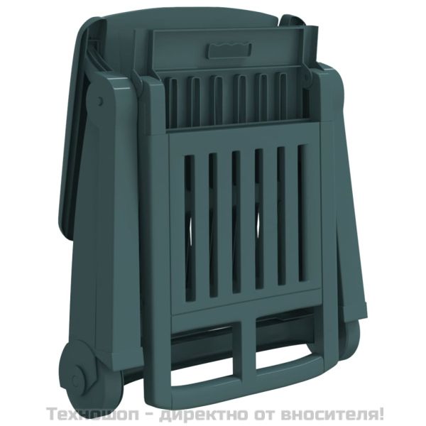 Сгъваем шезлонг с колела, зелен, PP