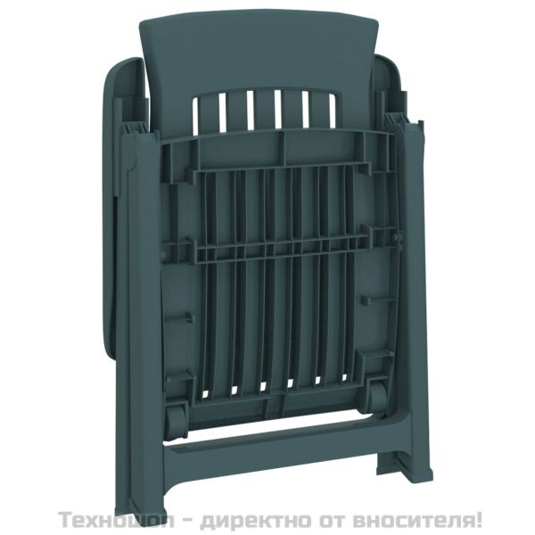 Градински накланящи се столове, 2 бр, зелени, PP