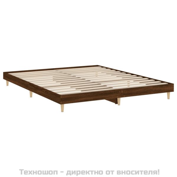 Рамка за легло без матрак Кафяв дъб Инженерна дървесина