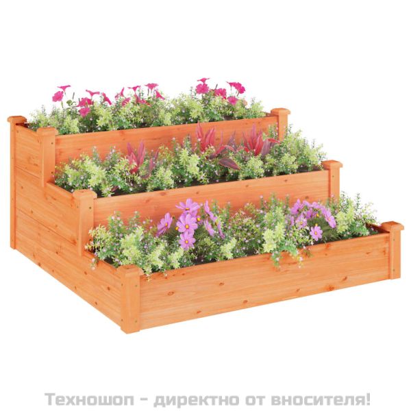 Градинско повдигнато легло, кафяво, 120x120x56 см, масивна ела