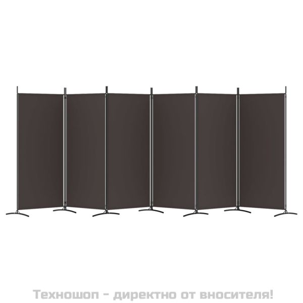 Параван за стая, 6 панела, кафяв, 520x180 см, плат