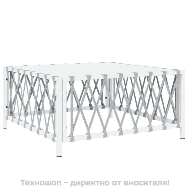 Градинска маса, бяла, 70x70x34 см, тъкан текстил