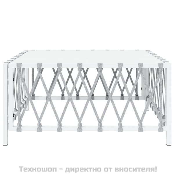 Градинска маса, бяла, 70x70x34 см, тъкан текстил