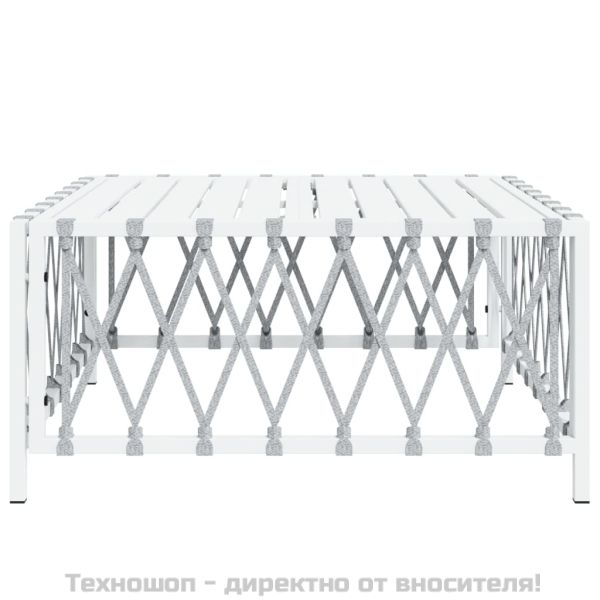 Градинска маса, бяла, 70x70x34 см, тъкан текстил