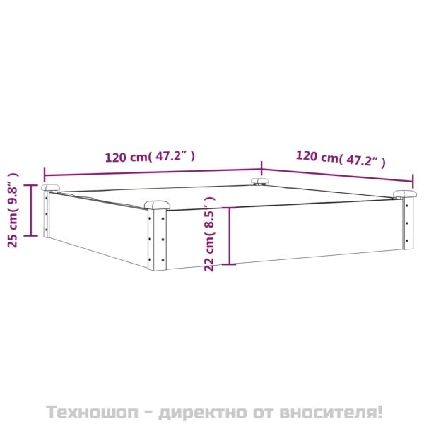Градинско повдигнато легло с вложка 120x120x25 см масивна ела