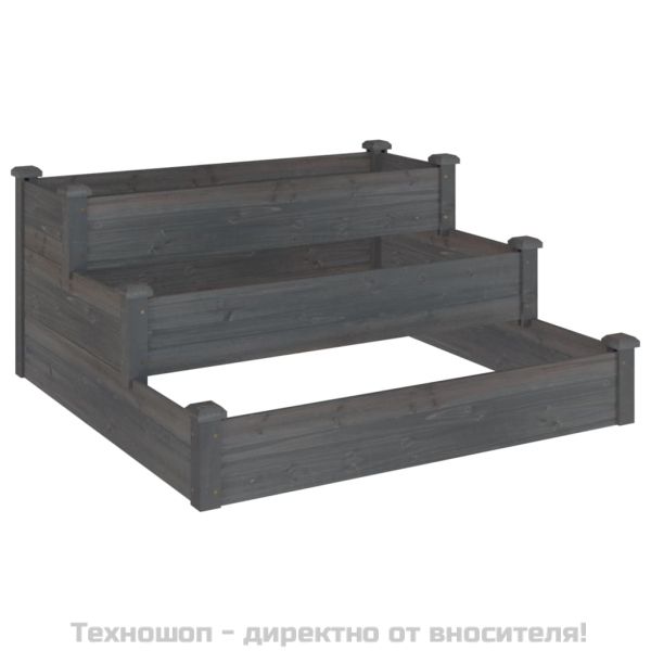 Градинско повдигнато легло, сиво, 120x120x56 см, масивна ела