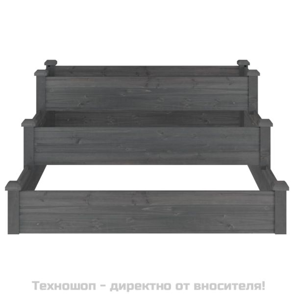 Градинско повдигнато легло, сиво, 120x120x56 см, масивна ела