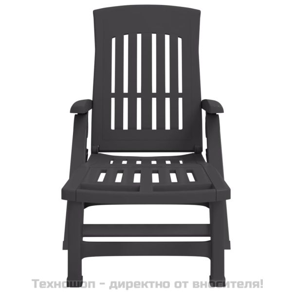 Сгъваем шезлонг с колела, антрацит, PP