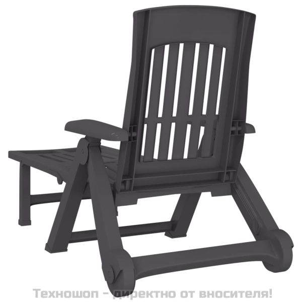 Сгъваем шезлонг с колела, антрацит, PP