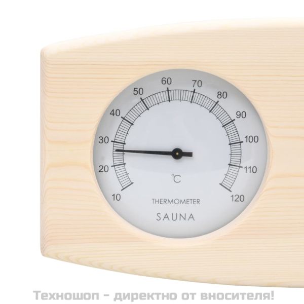 2-в-1 термохигрометър и пясъчен таймер за сауна, бор масив