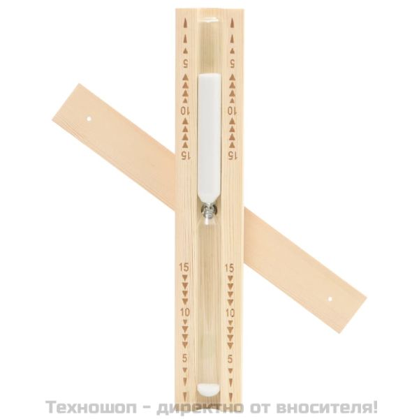 2-в-1 термохигрометър и пясъчен таймер за сауна, бор масив