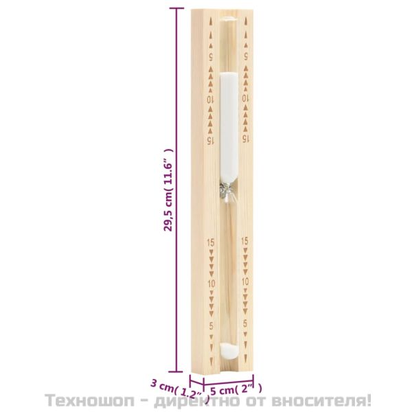 2-в-1 термохигрометър и пясъчен таймер за сауна, бор масив