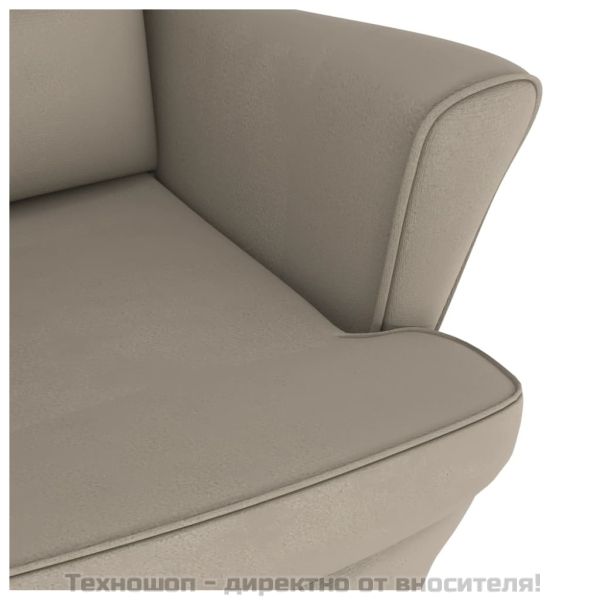 Люлеещ се стол с облегалка, светлосив кадифе и масивно дърво