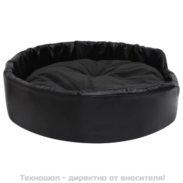Кучешко легло, черно, 90x79x20 см, плюш и изкуствена кожа