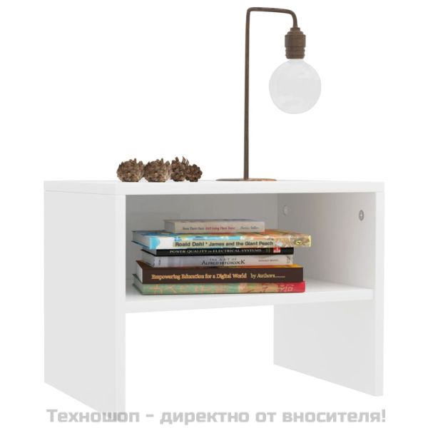 Нощно шкафче, бяло, 40x30x30 см, инженерно дърво