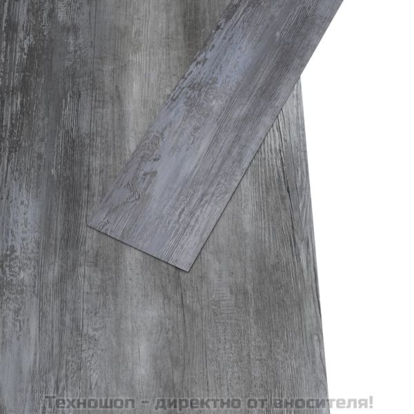 PVC подови дъски 5,02 м² 2 мм самозалепващи блестящо сиво