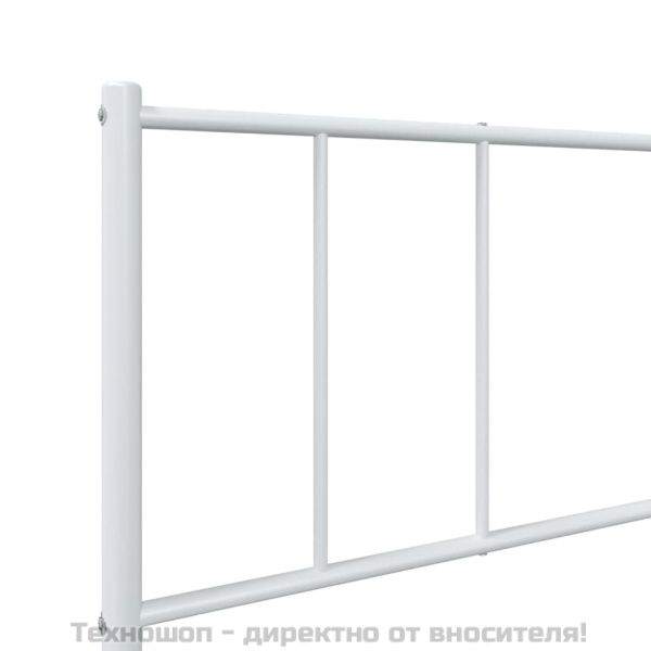 Метална рамка за легло с горна и долна табла, бяла, 90x190 см