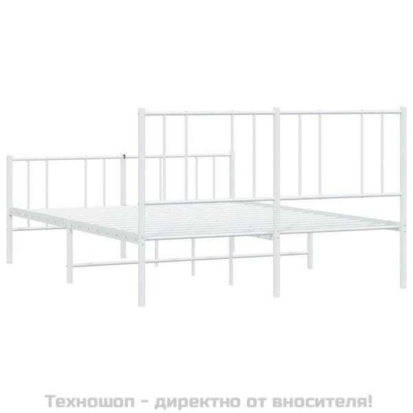 Метална рамка за легло с горна и долна табла, бяла, 150x200 см