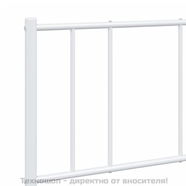 Метална рамка за легло с горна и долна табла, бяла, 135x190 см