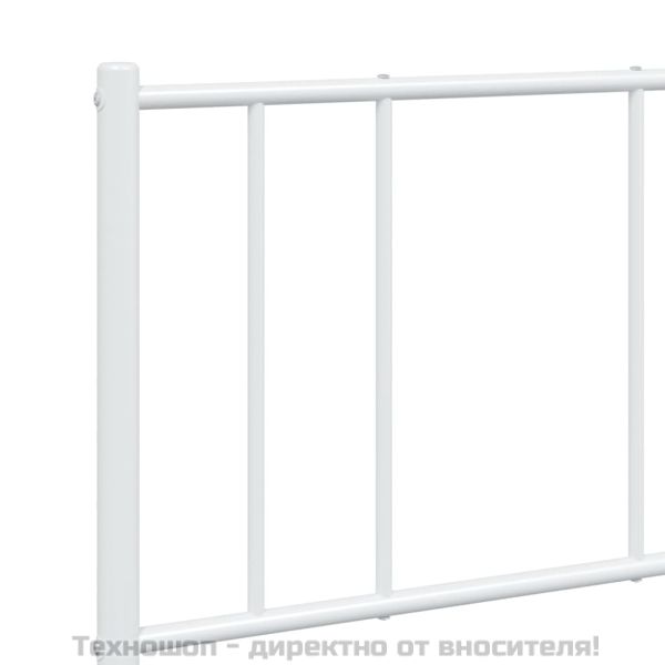 Метална рамка за легло с горна табла, бяла, 135x190 см