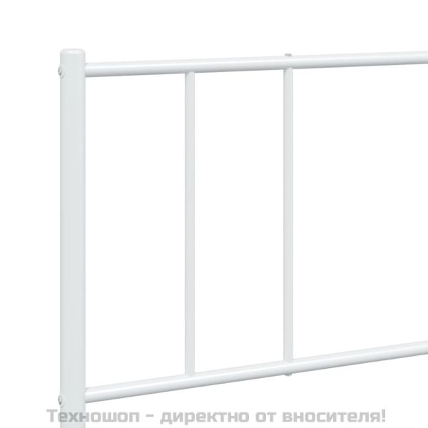 Метална рамка за легло с горна и долна табла, бяла, 200x200 см